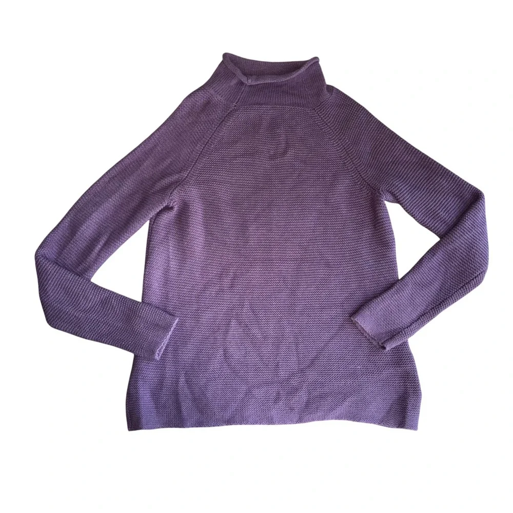 J.McLaughlin Sweater Women M Purple Excellent Mock Neck Cotton Knit Raglan